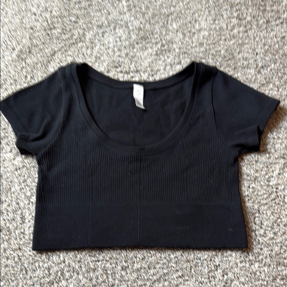 Aerie Black Fitted Crop T-Shirt